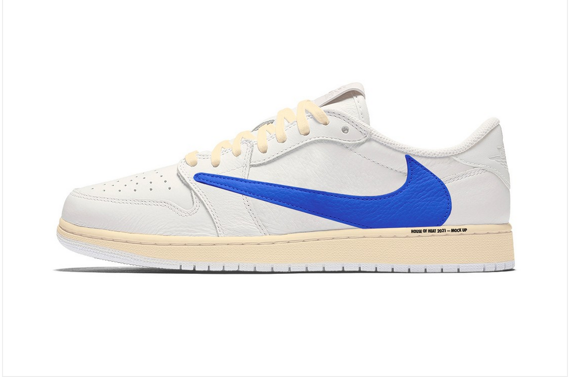 Travis Scott x fragment design Air Jordan 1 Low "White/Blue/Sail" Surfaces