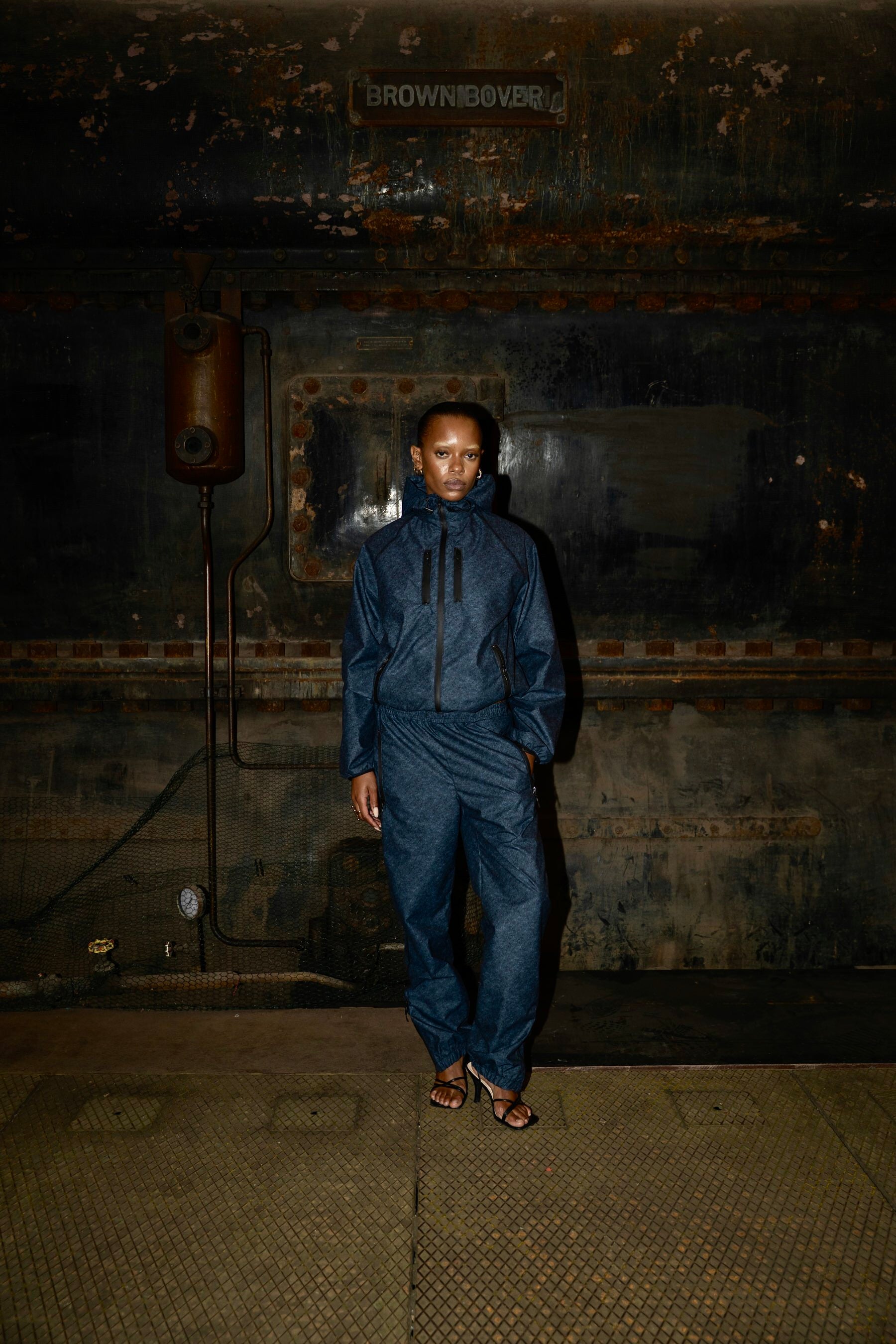 Velours-Tech Navy Windbreaker Jacket