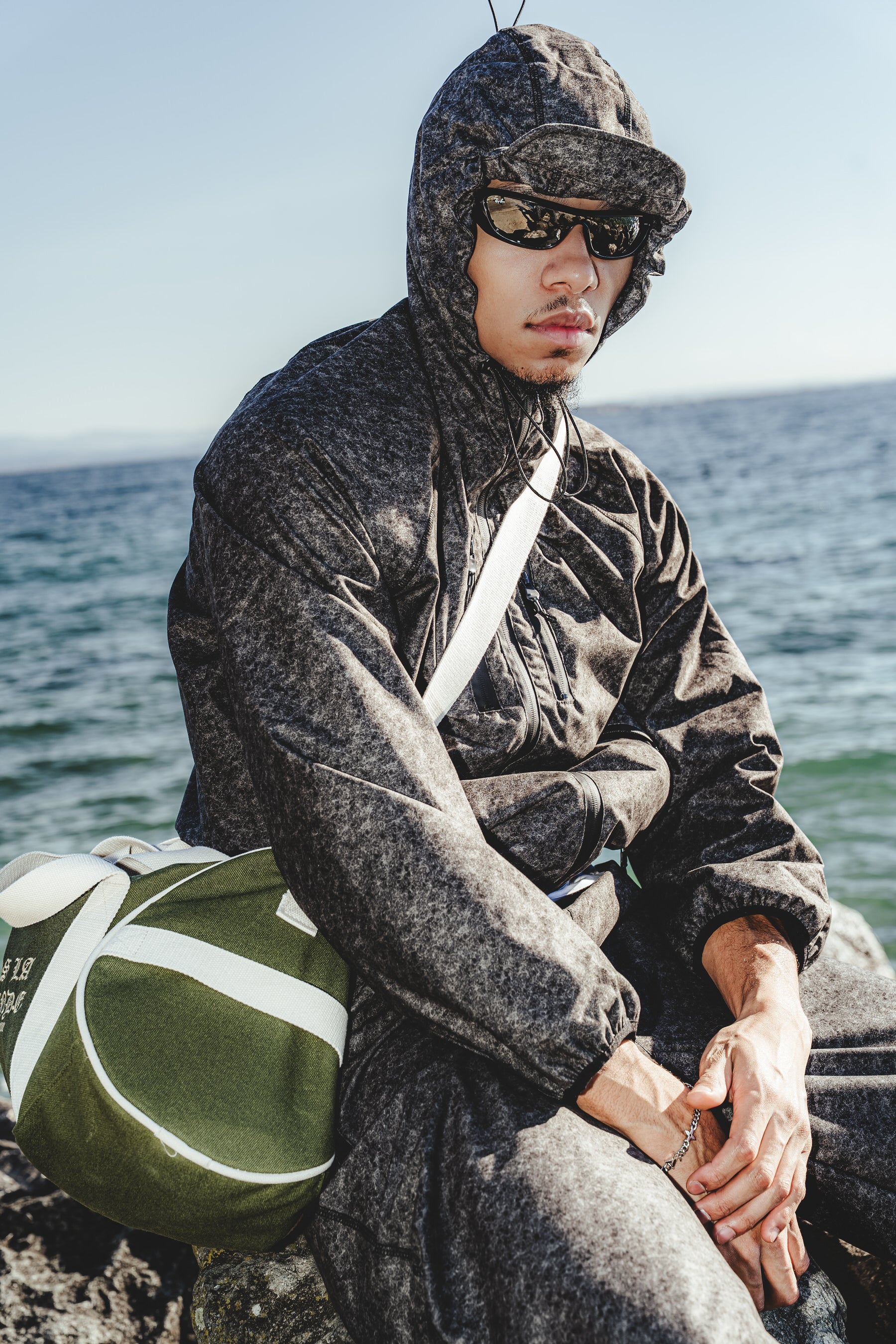 Velours-Tech Khaki Windbreaker Jacket