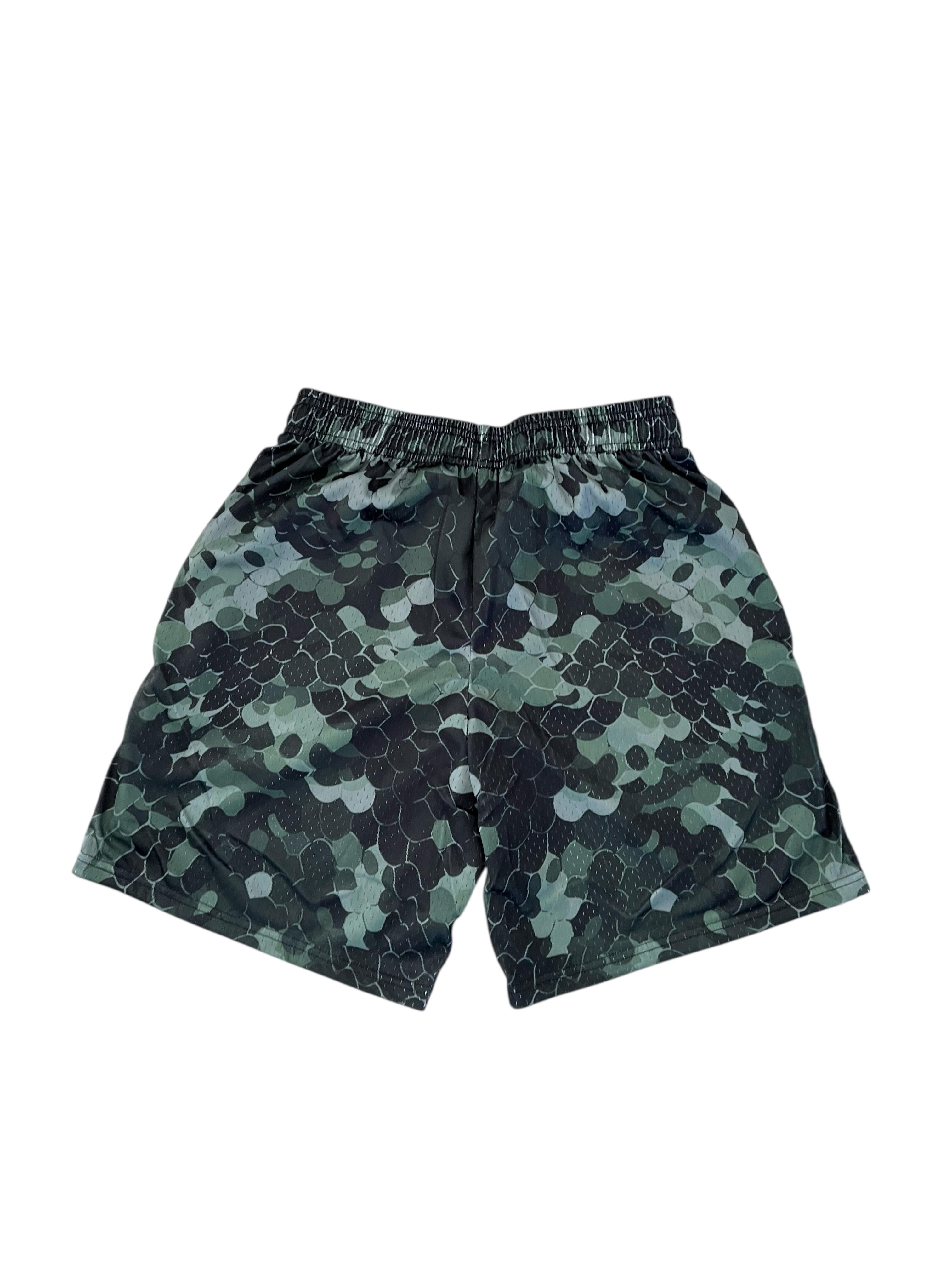 Camouflage shorts on a white background