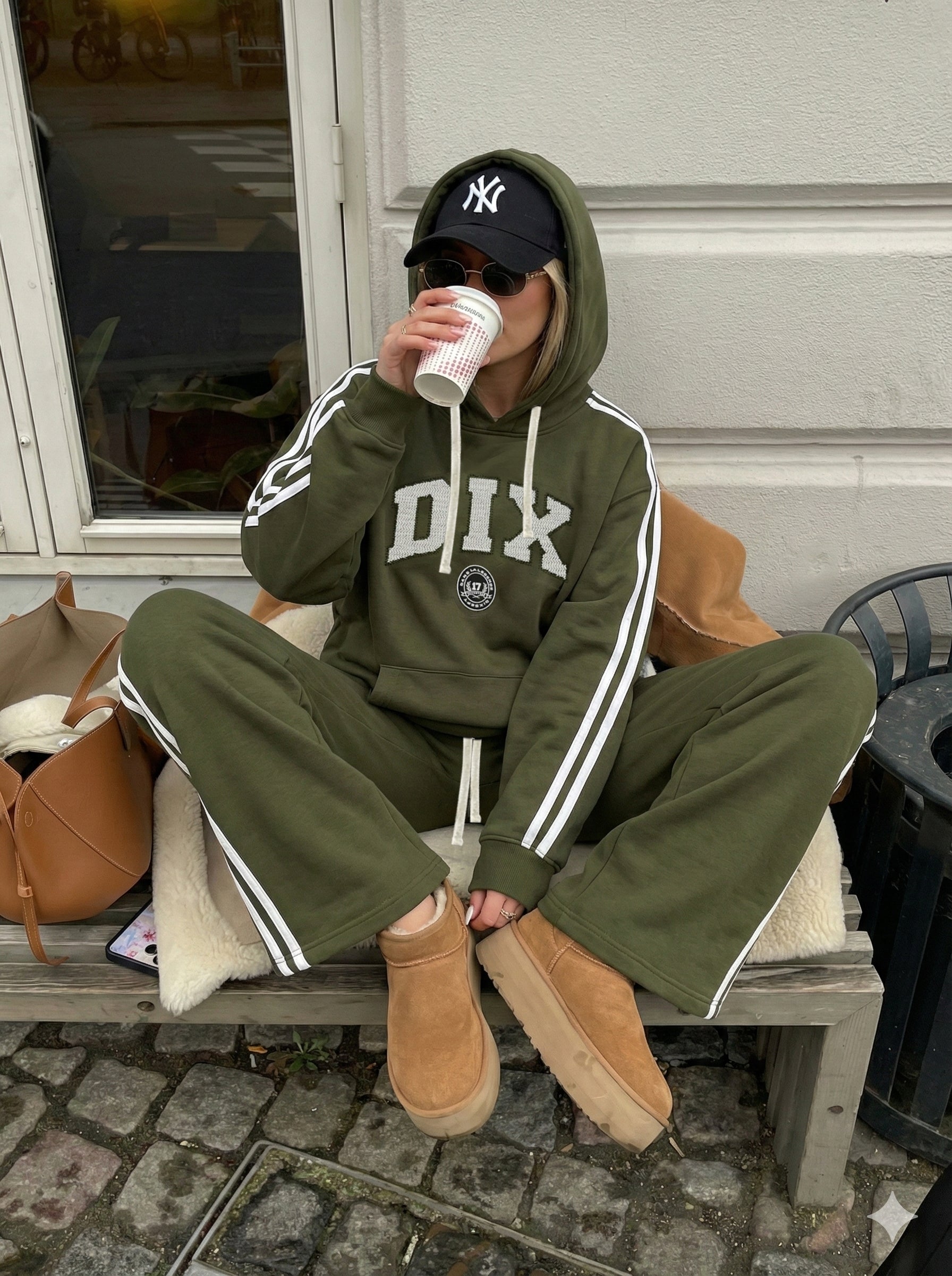 Khaki Dix College Loose Fit Pants