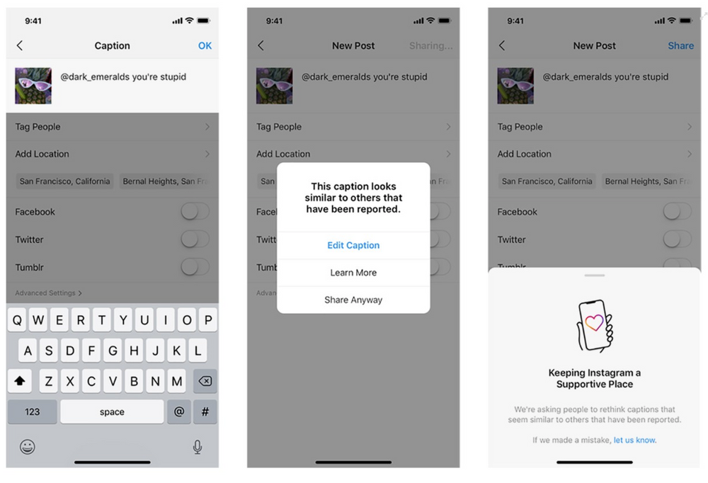 INSTAGRAM NOW FLAGS POTENTIALLY OFFENSIVE CAPTIONS BEFORE USERS POST