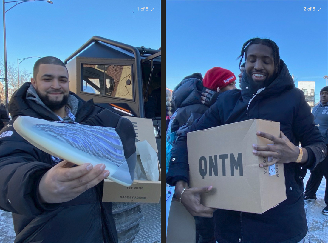 KANYE WEST IS GIVING OUT THE ADIDAS YEEZY QNTM FOR FREE IN CHICAGO