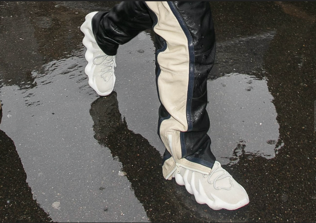 KANYE WEST SHOWS OFF ADIDAS YEEZY 451 SNEAKERS IN PARIS