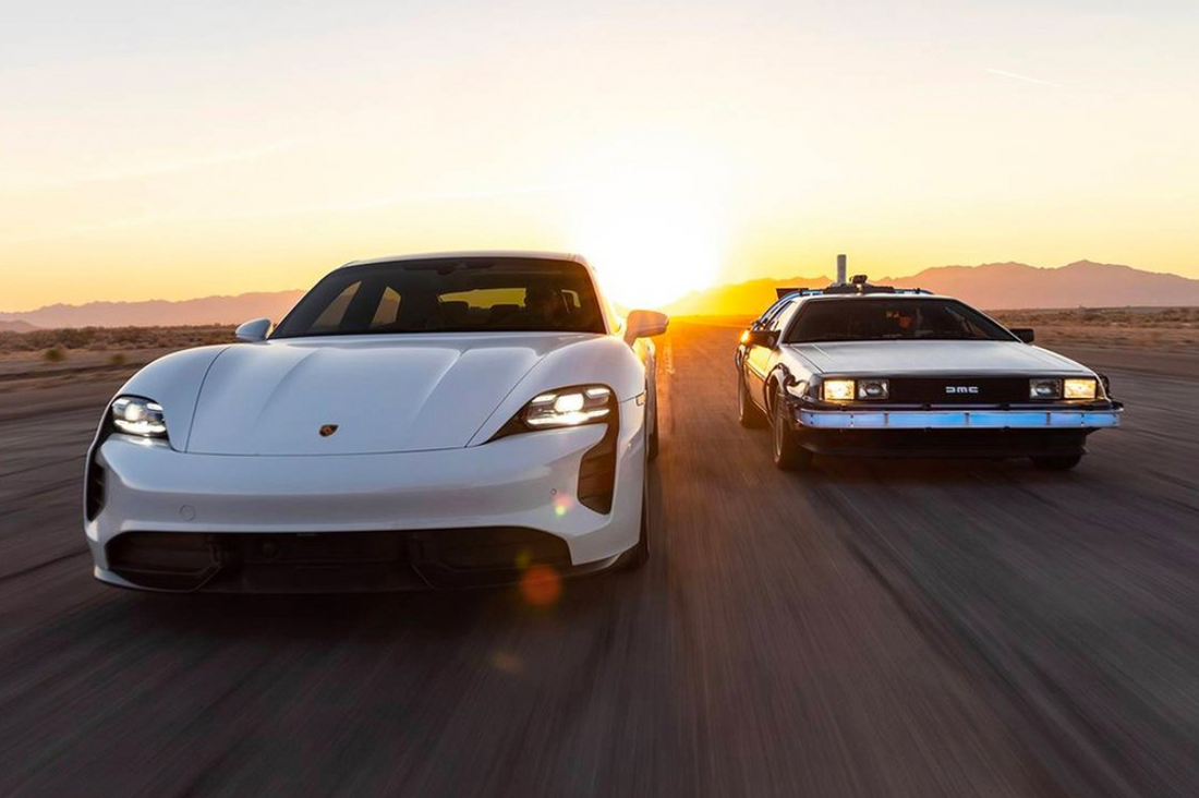 Porsche Celebrates 'Back to the Future' Day by Showing off Its Taycan's 1.21 GW Charging Capacity