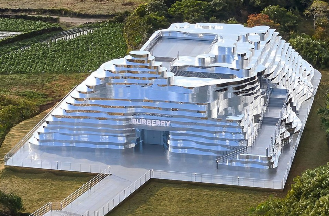 Burberry Unveils Reflective Landscape Sculpture Pop-Up on Jeju Island in South Korea