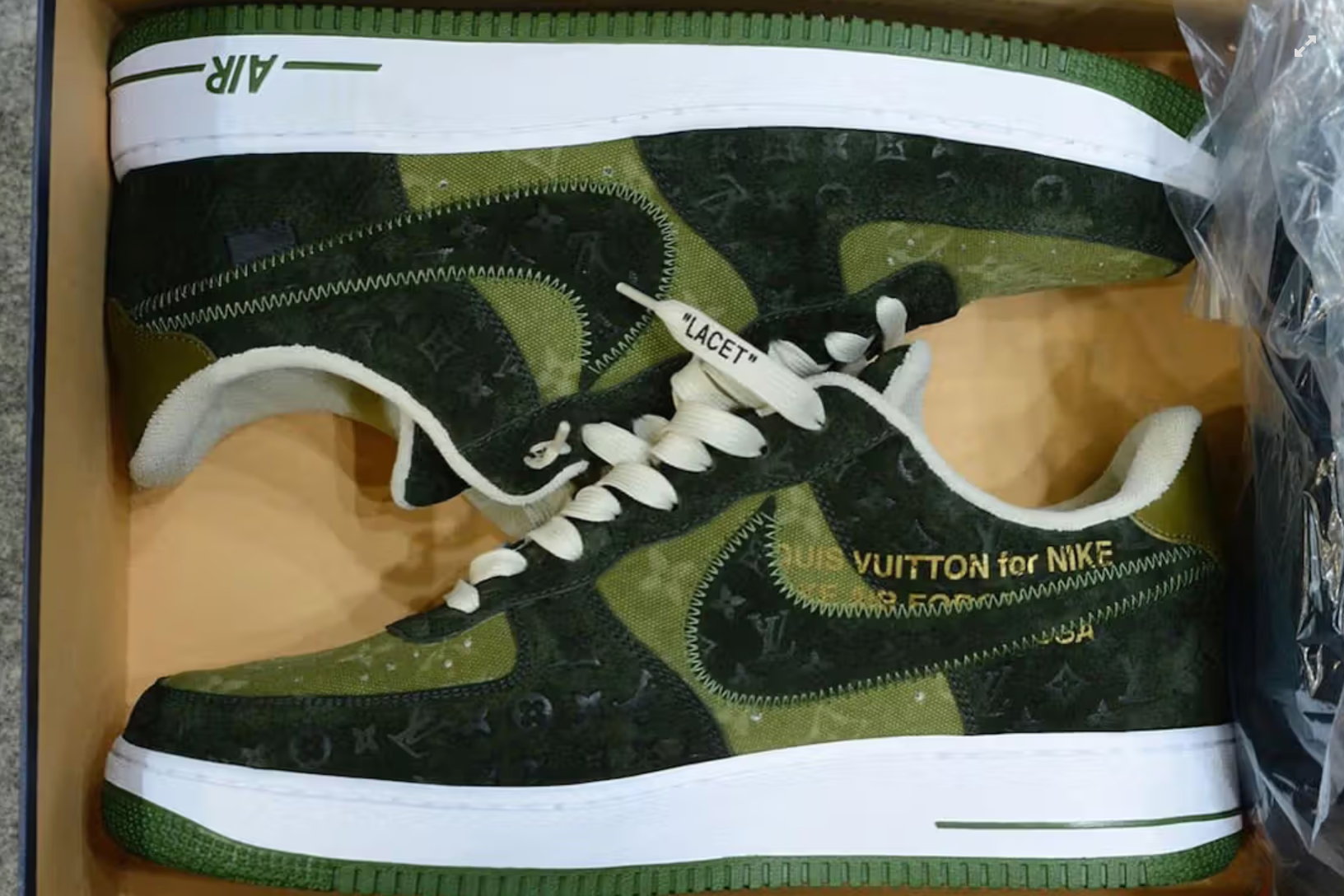 This Unreleased Louis Vuitton x Nike Air Force 1 Sample is Swathed in Green Suede