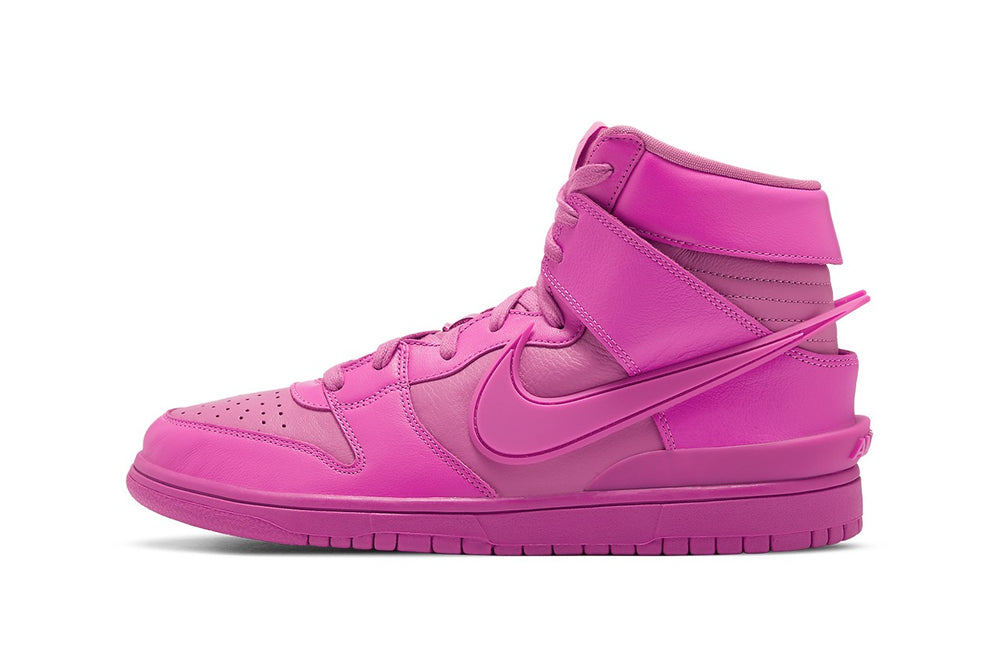 HERE'S A DETAILED LOOK AT THE AMBUSH X NIKE DUNK HIGH "COSMIC FUCHSIA"
