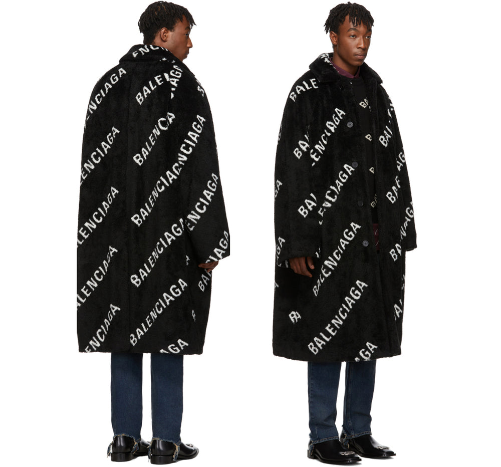 PAUSE OR SKIP: BALENCIAGA FAUX FUR LOGO COAT