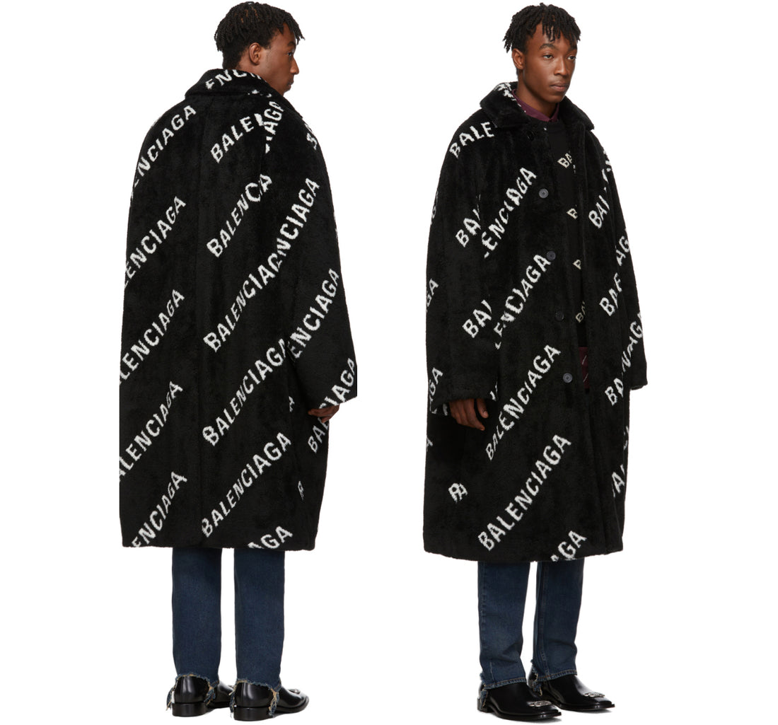 PAUSE OR SKIP: BALENCIAGA FAUX FUR LOGO COAT