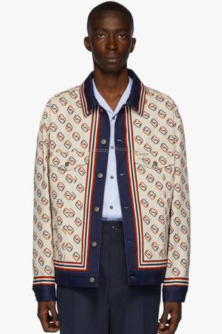 GUCCI'S LATEST "GG" PRINT ARRIVES ON SILK SHORTS AND A DENIM JACKET