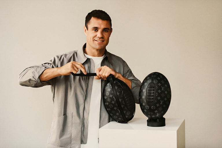 We found the most fashionable rugby ball, and it's by Louis Vuitton and Dan  Carter