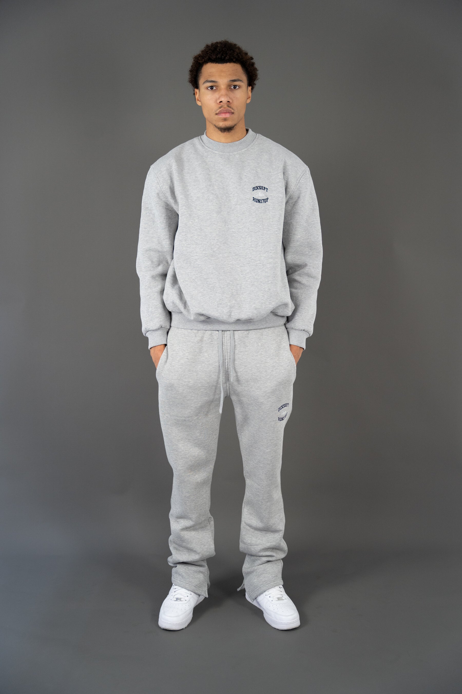 Dixsept Svtn Grey Melange Straight Fit Pants