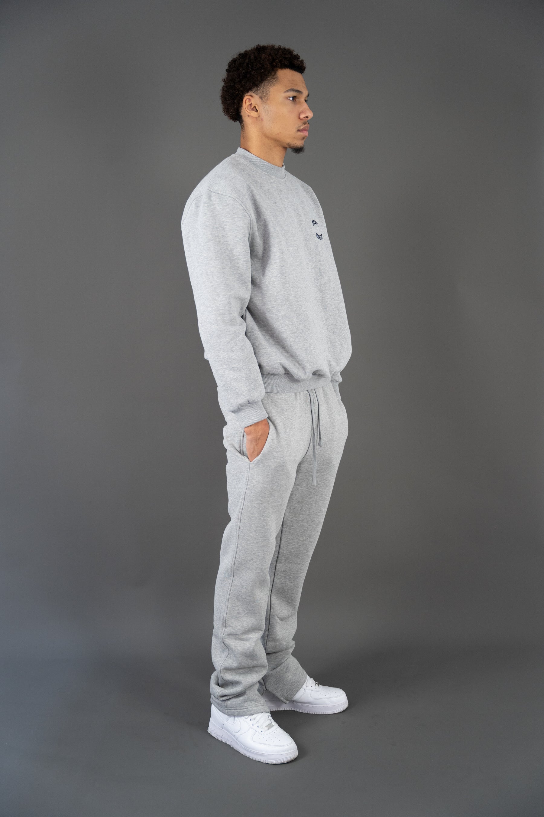 Dixsept Svtn Grey Melange Straight Fit Pants