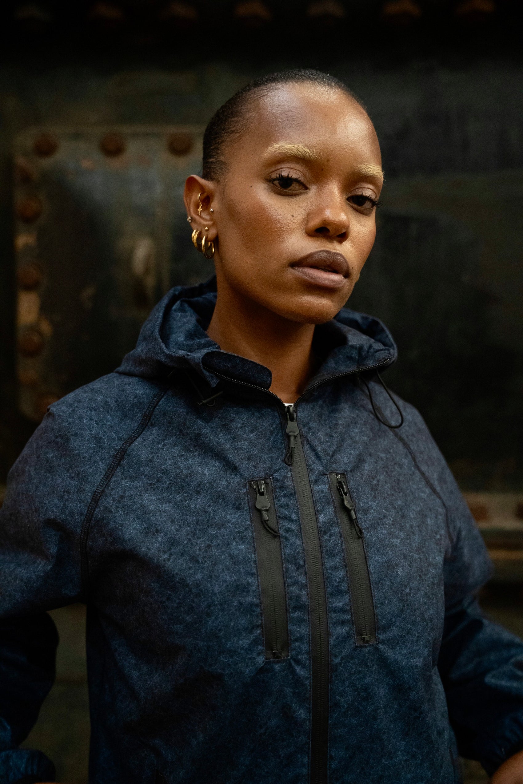 Velours-Tech Navy Windbreaker Jacket