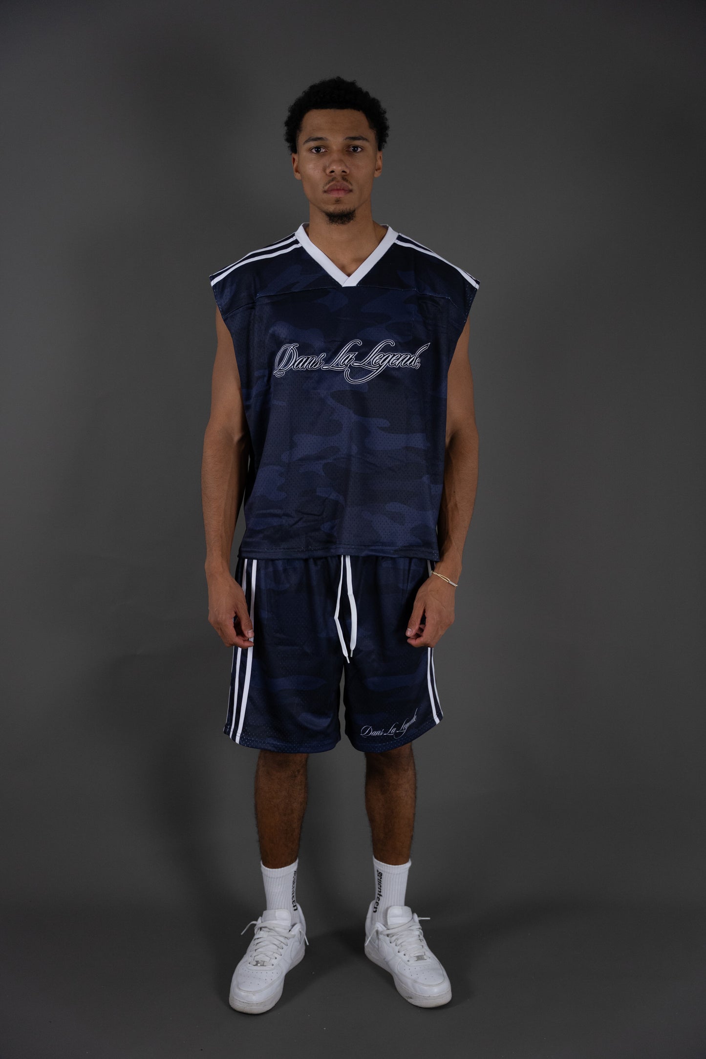 Dans La Legende Navy Sleeveless Mesh Jersey