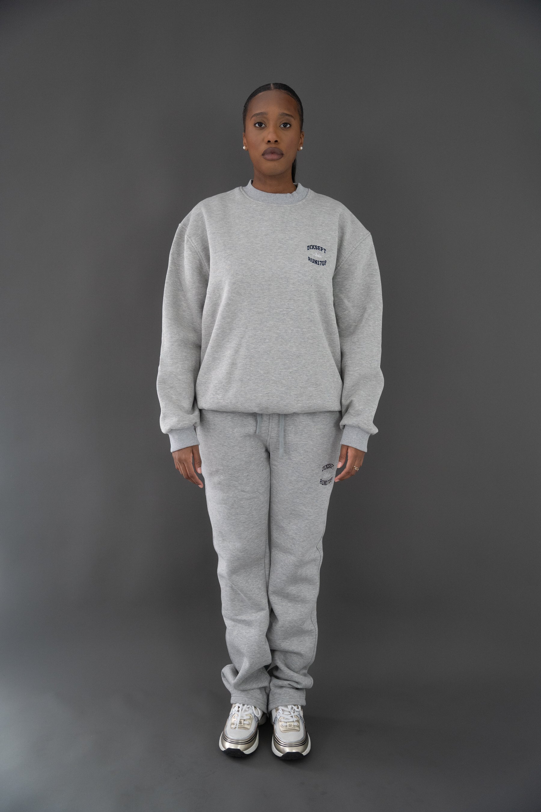 Dixsept Svtn Grey Melange Straight Fit Pants