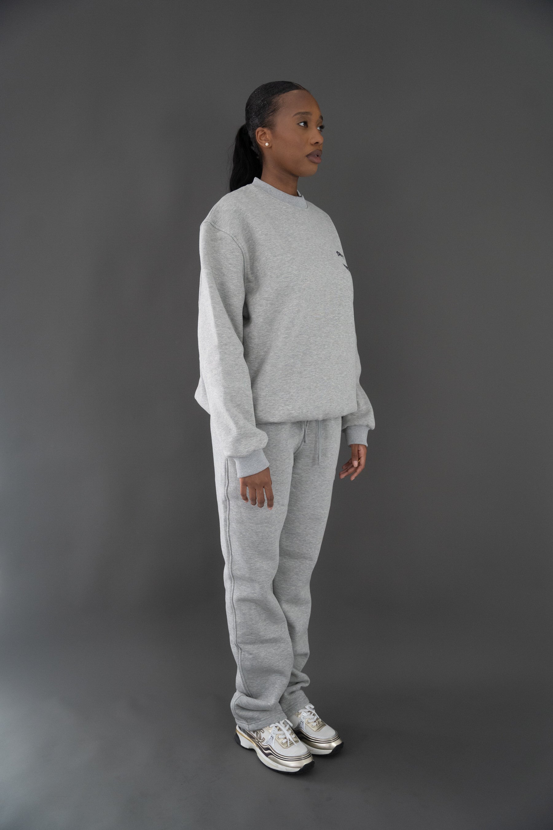 Dixsept Svtn Grey Melange Straight Fit Pants