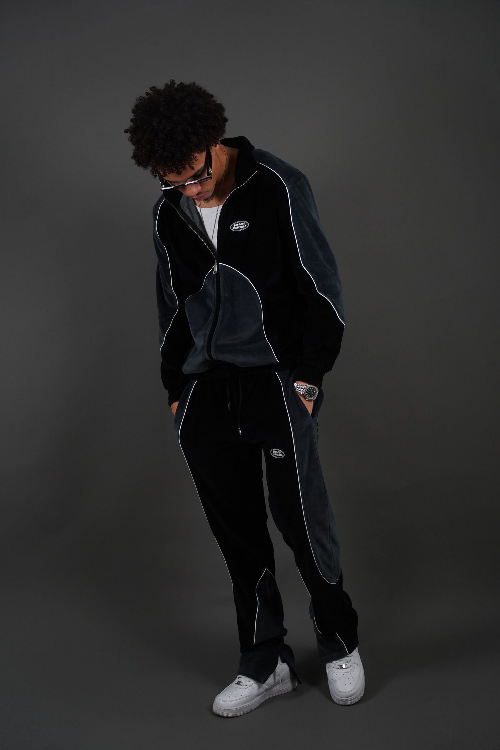 Paid in full 3.0 - Black Colorblock Velvet Pants