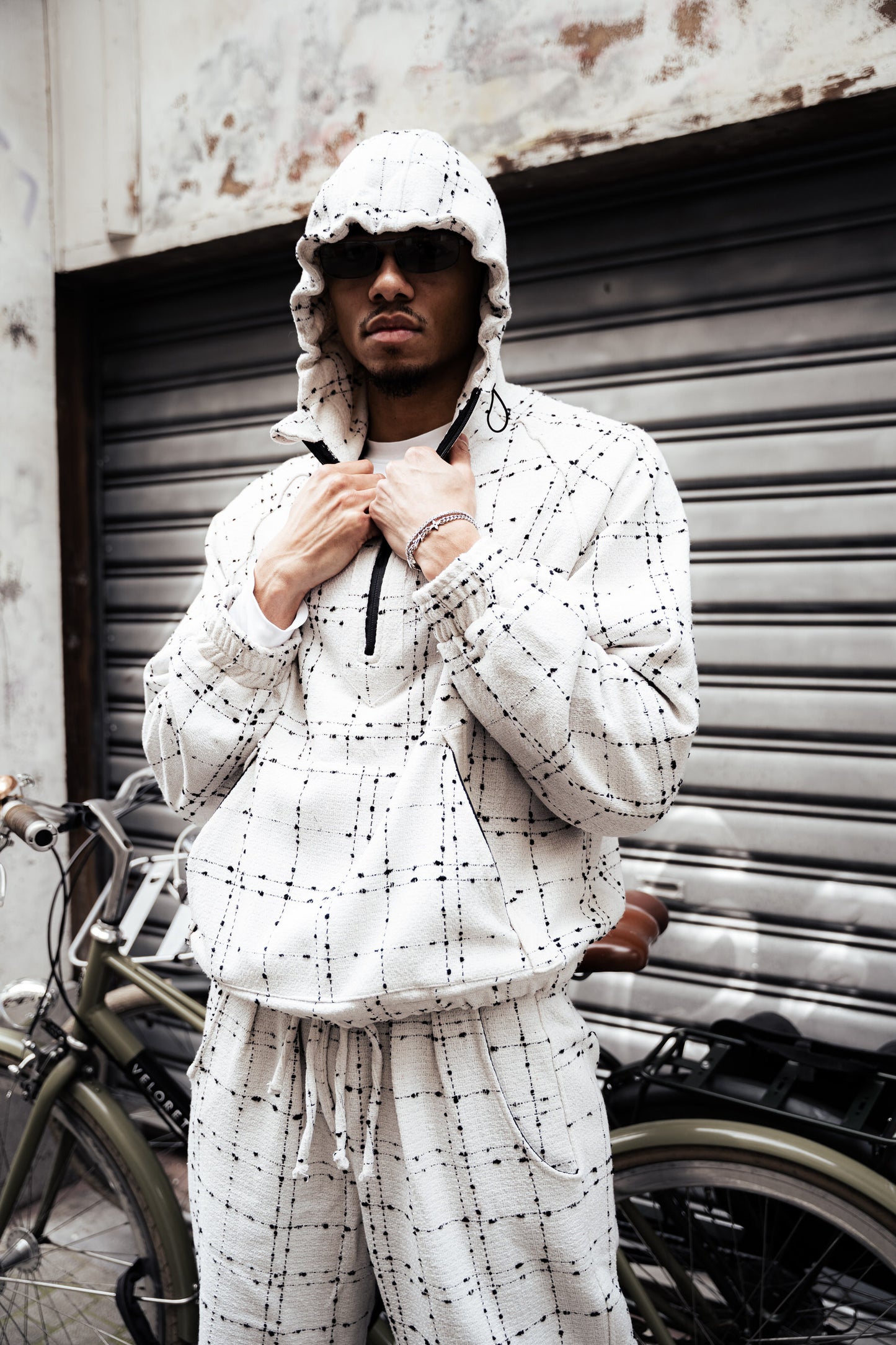 Seventeen Boucle Tweed Hoodie in White