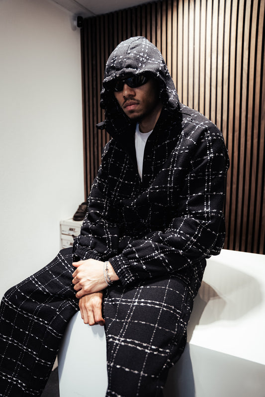 Seventeen Boucle Tweed Hoodie in Black