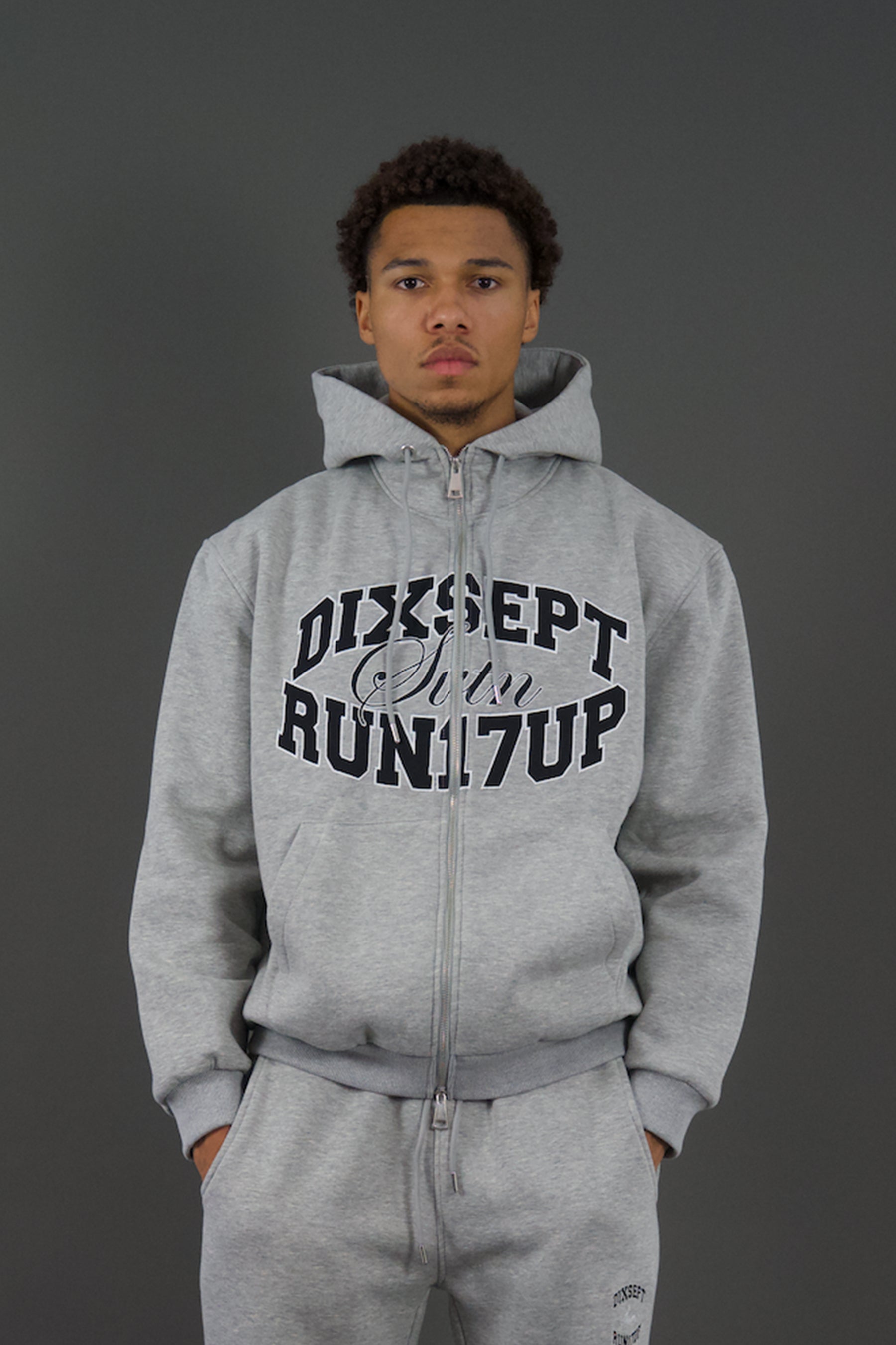 Dixsept Svtn Grey Double Zipper Hoodie