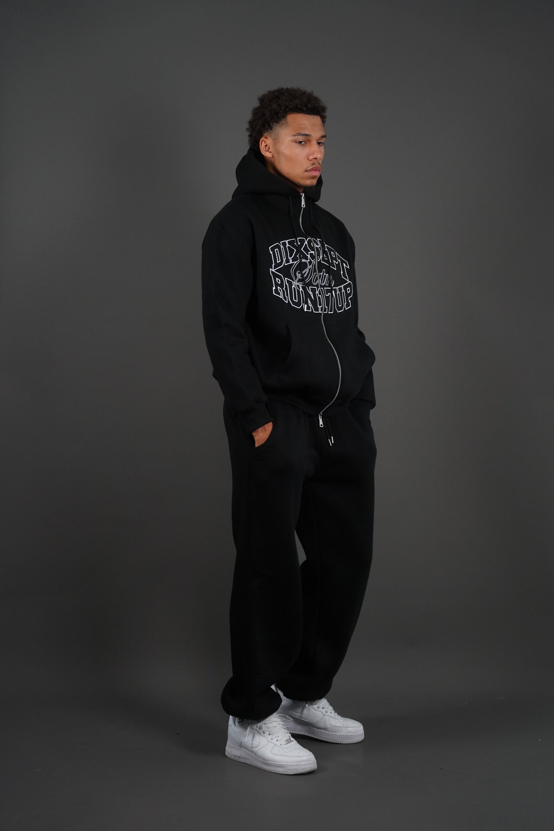 Dixsept Svtn Black Zip Up Hoodie