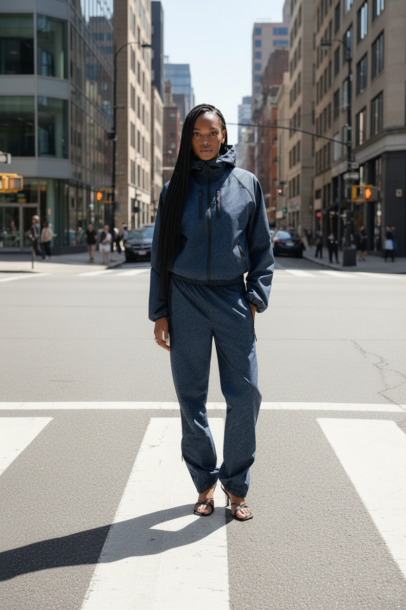 Velours-Tech Navy Windbreaker Jacket