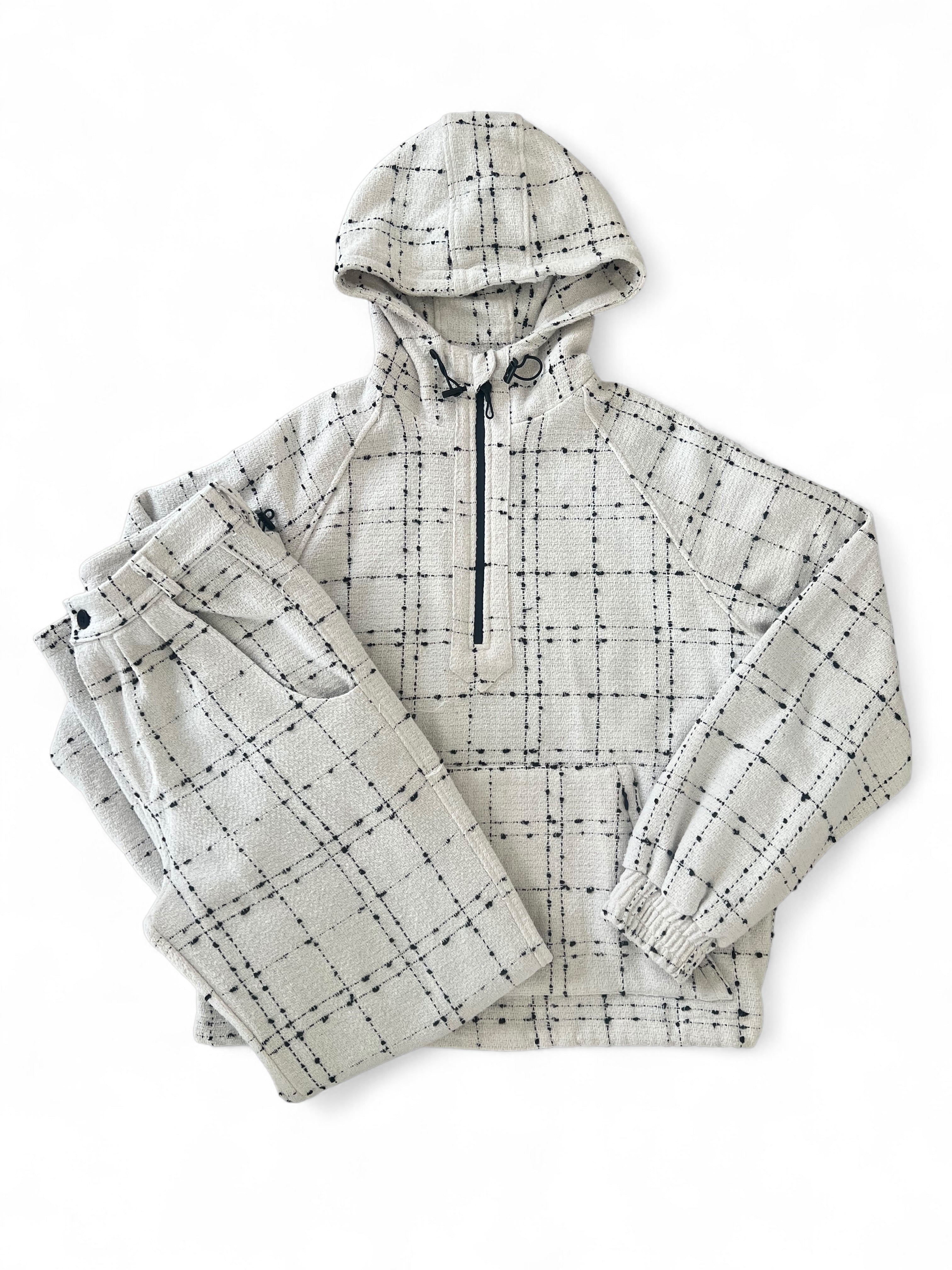 Seventeen Boucle Tweed Hoodie in White – SEVENTEENTHEBRAND