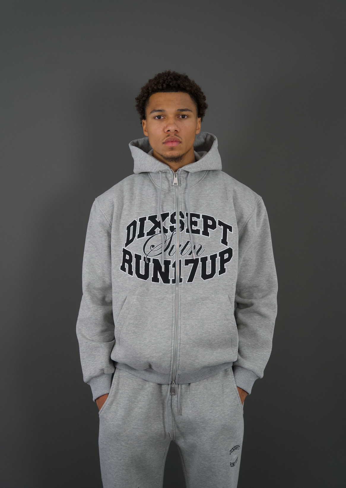 Dixsept Svtn Grey Zip Up Hoodie