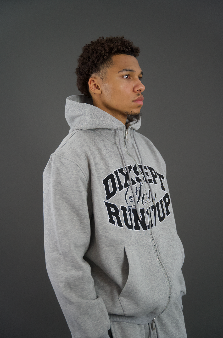 Dixsept Svtn Grey Zip Up Hoodie