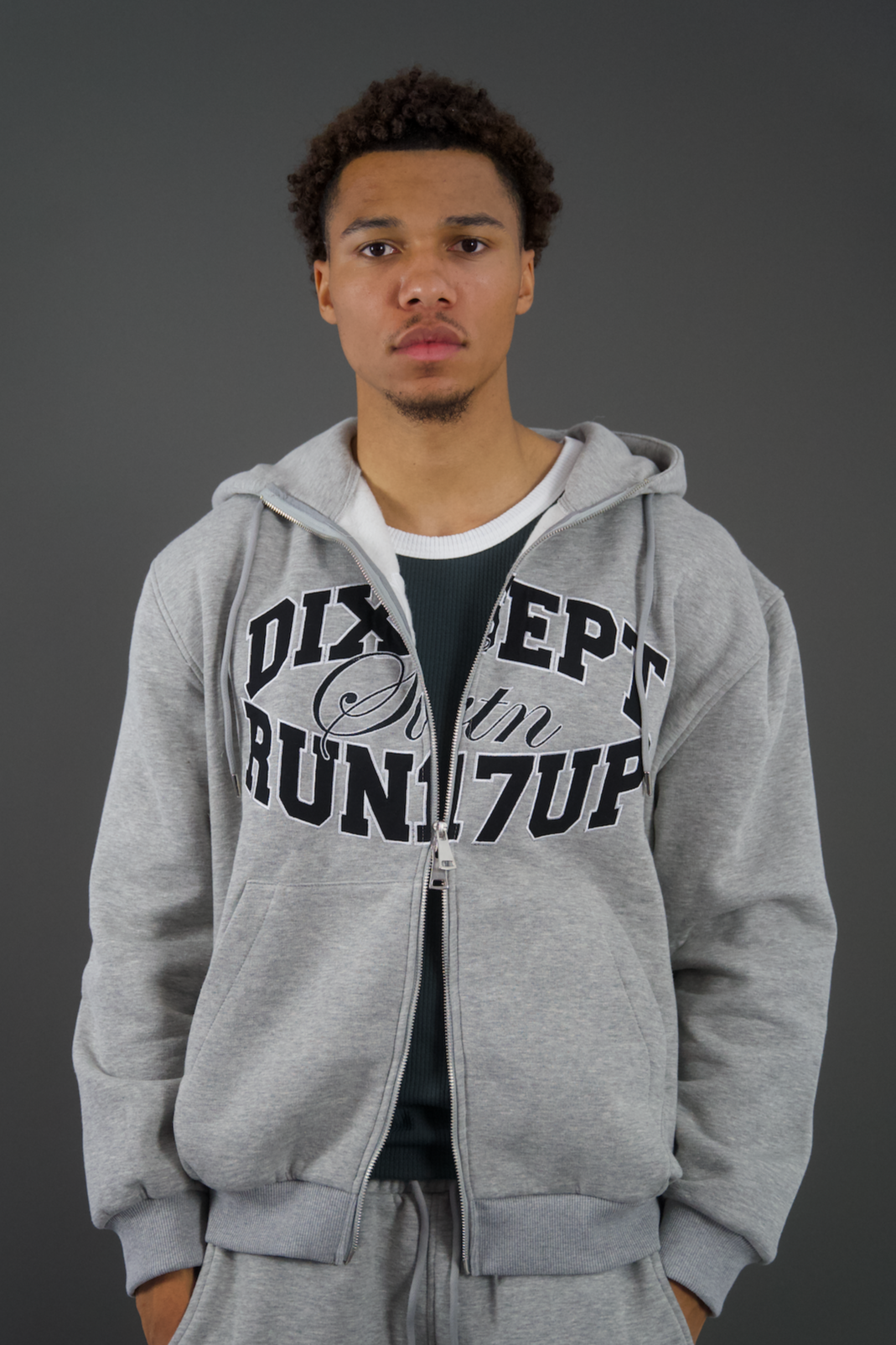 Dixsept Svtn Grey Zip Up Hoodie