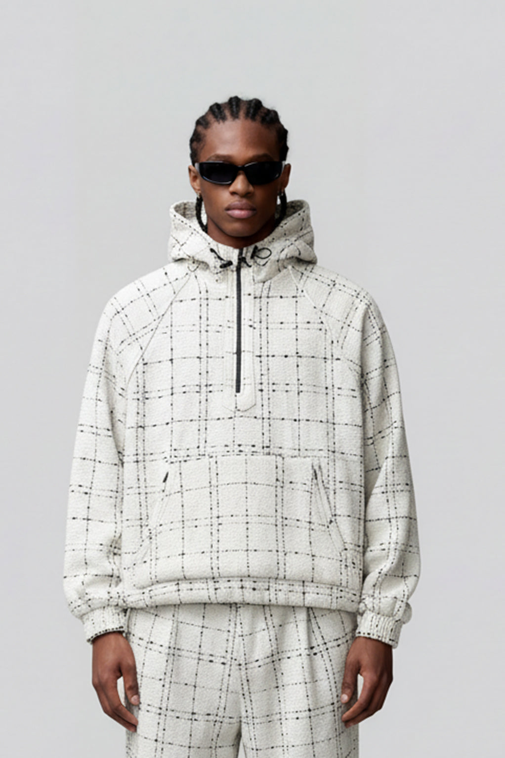 Seventeen Boucle Tweed Hoodie in White
