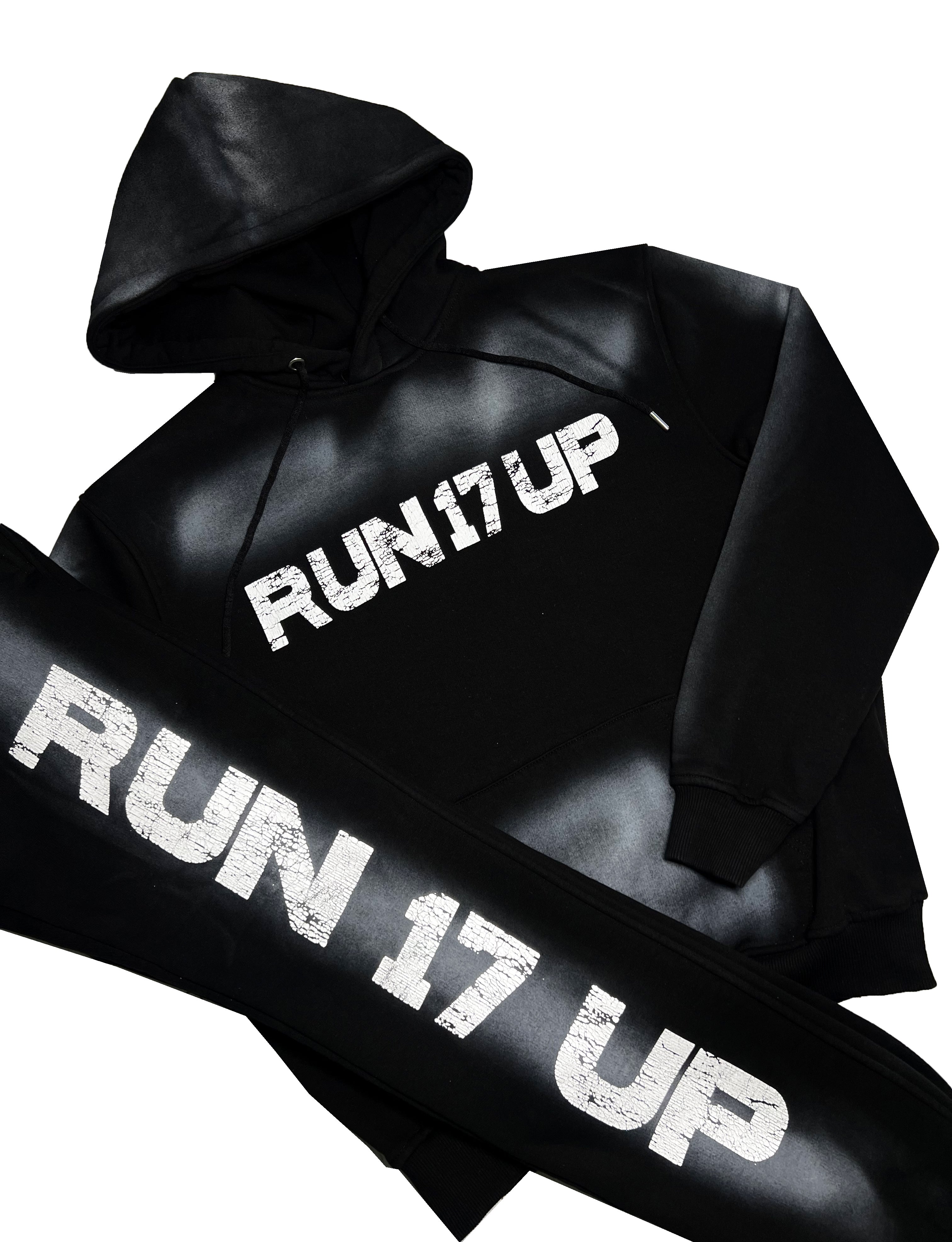 Run 17 Up Black Spray Print Pants