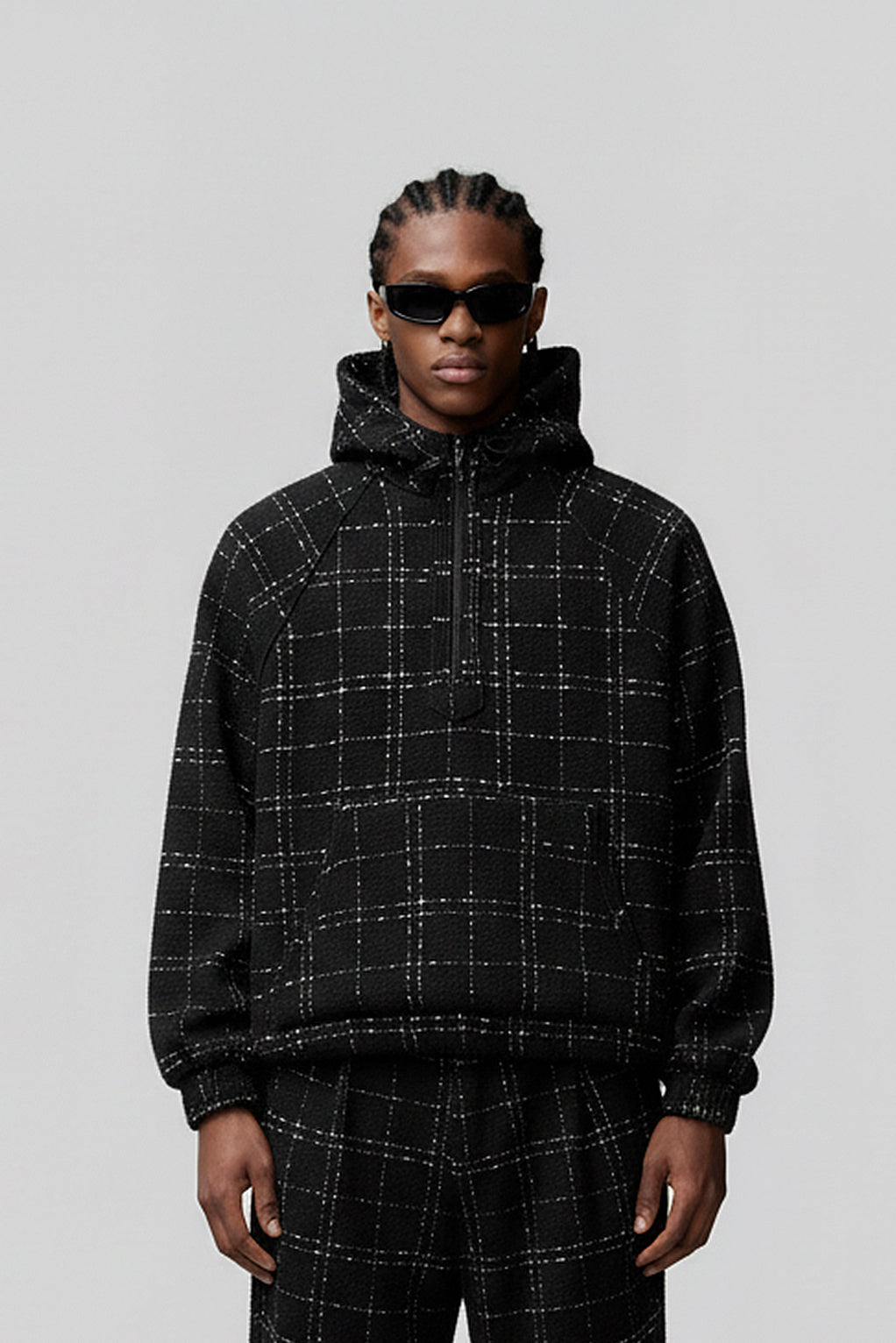 Seventeen Boucle Tweed Hoodie in Black