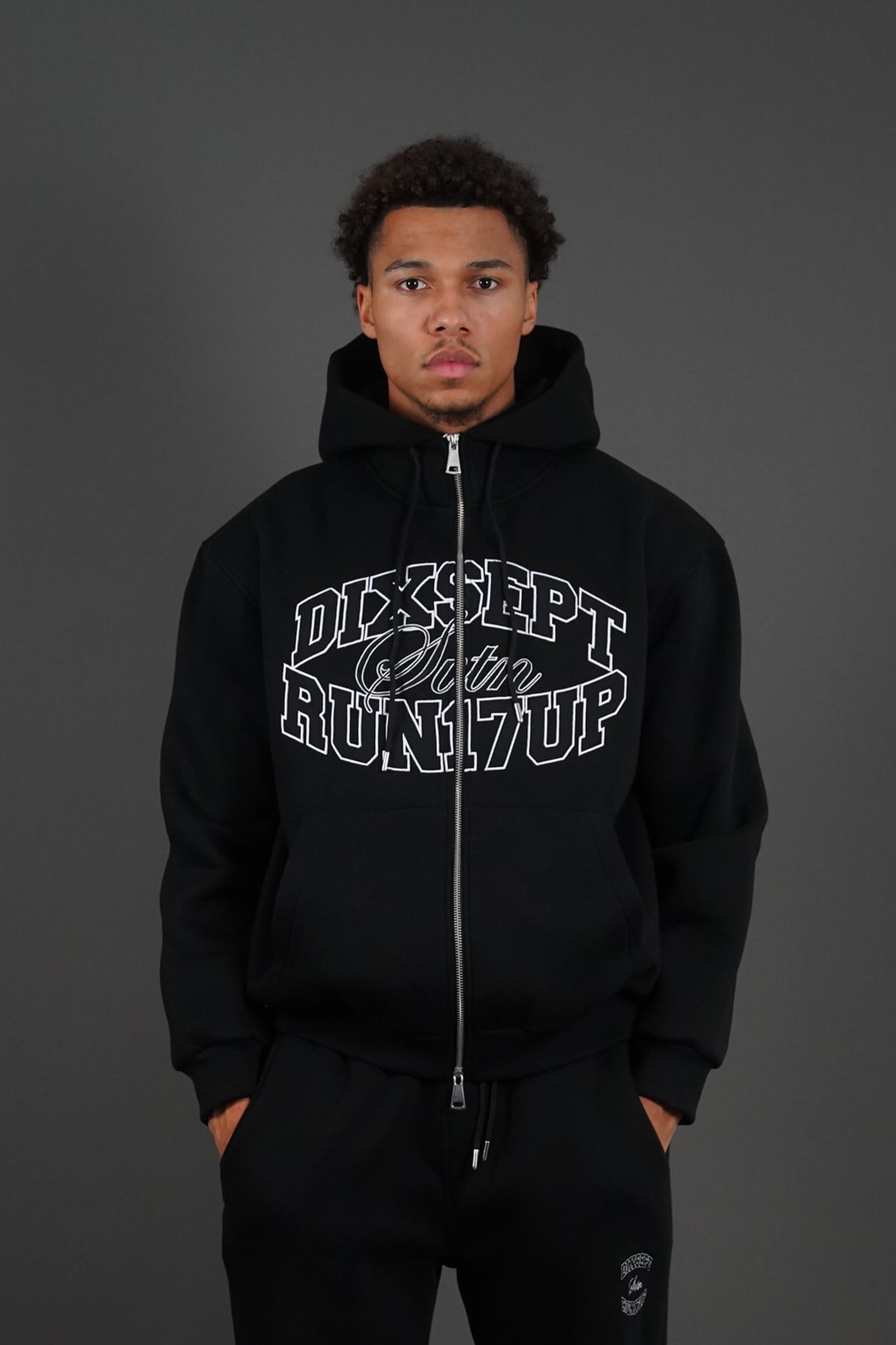 Dixsept Svtn Black Double Zipper Hoodie