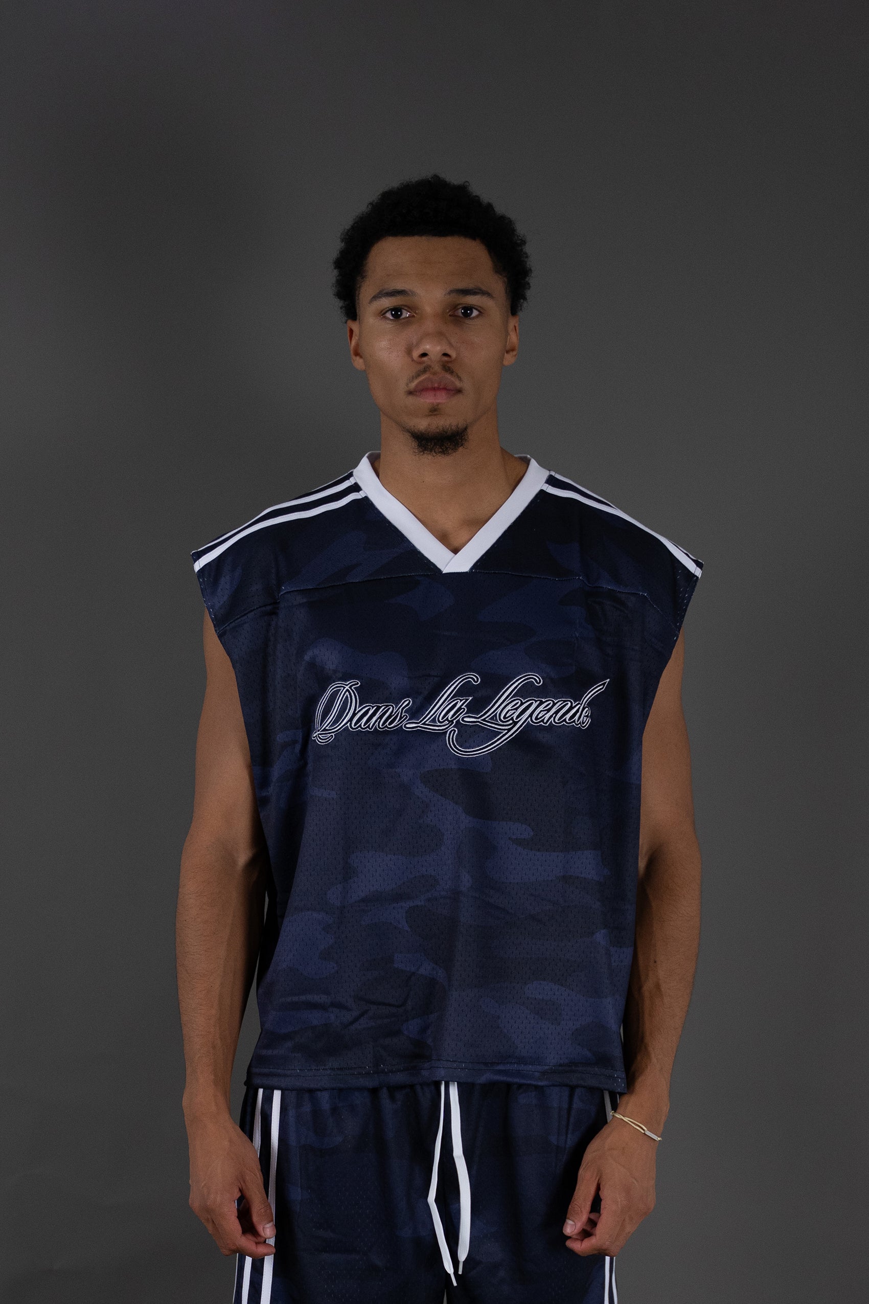 Dans La Legende Navy Sleeveless Mesh Jersey
