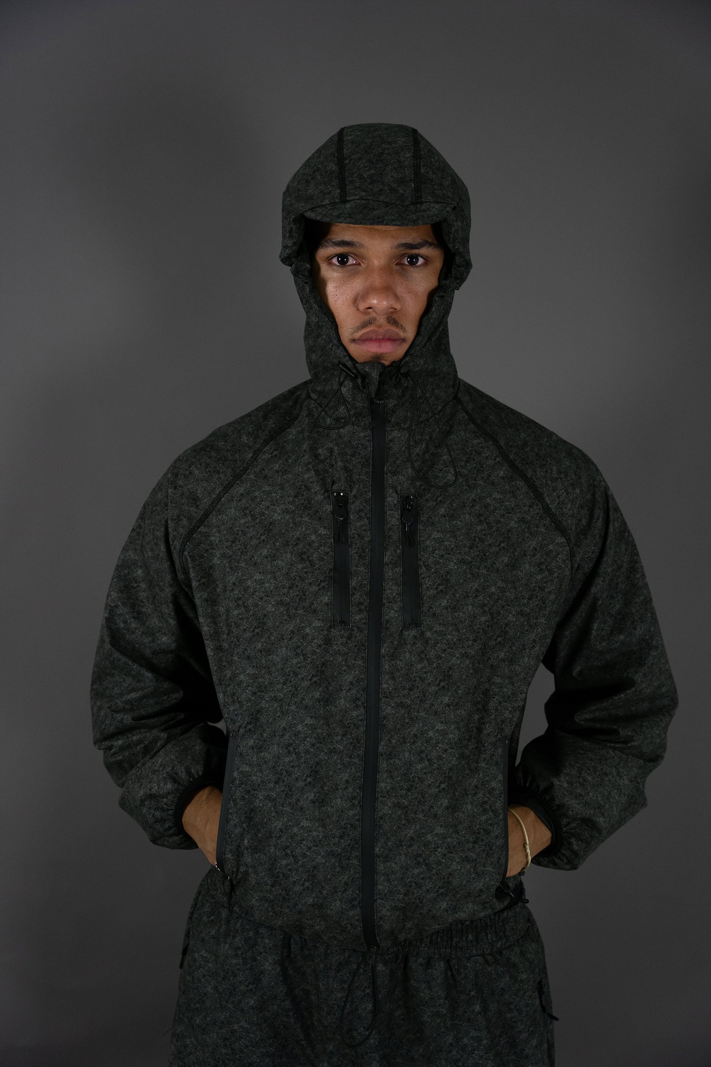 Velours-Tech Khaki Windbreaker Jacket
