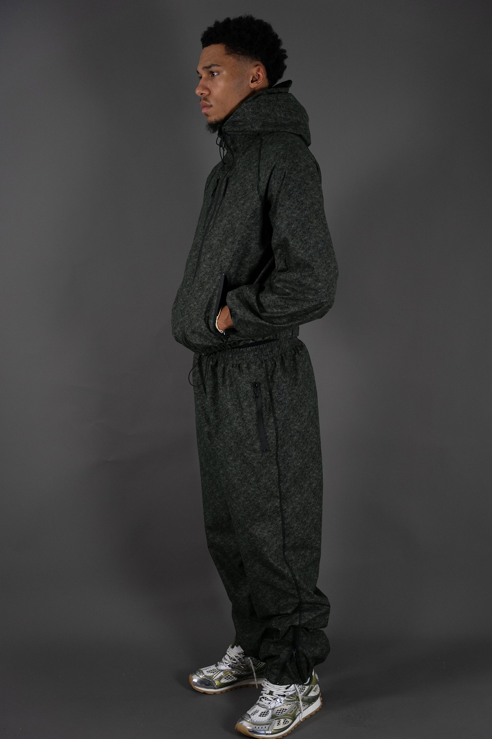 Velours-Tech Khaki Windbreaker Jacket