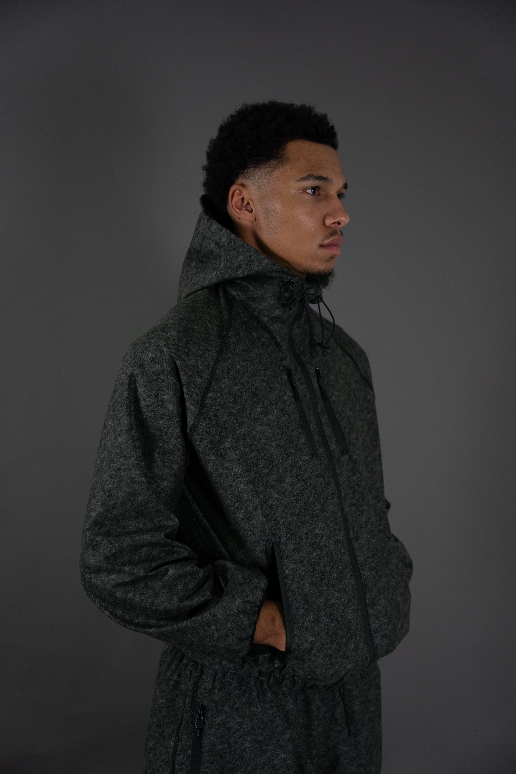 Velours-Tech Khaki Windbreaker Jacket