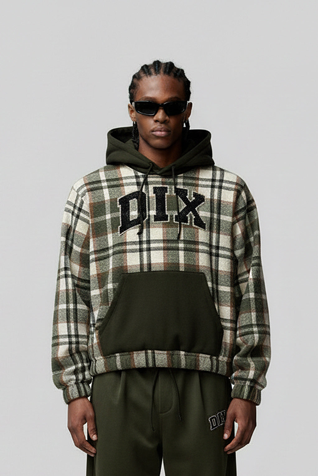 Khaki Flannel Hoodie