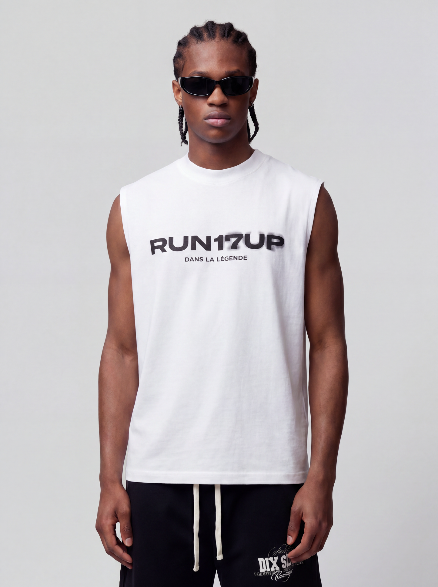 Run17up White Sleeveless Top