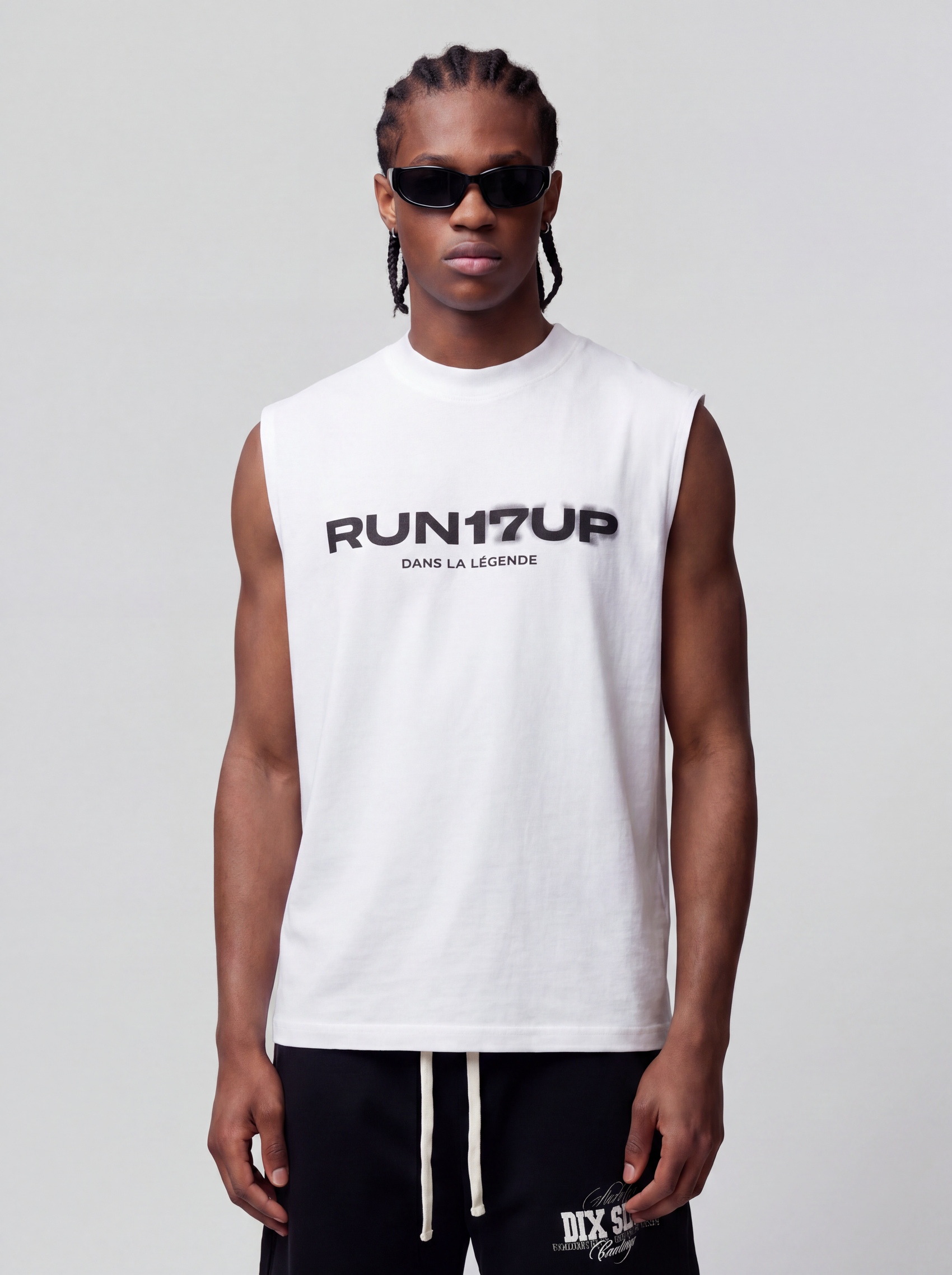 Run17up White Sleeveless Top