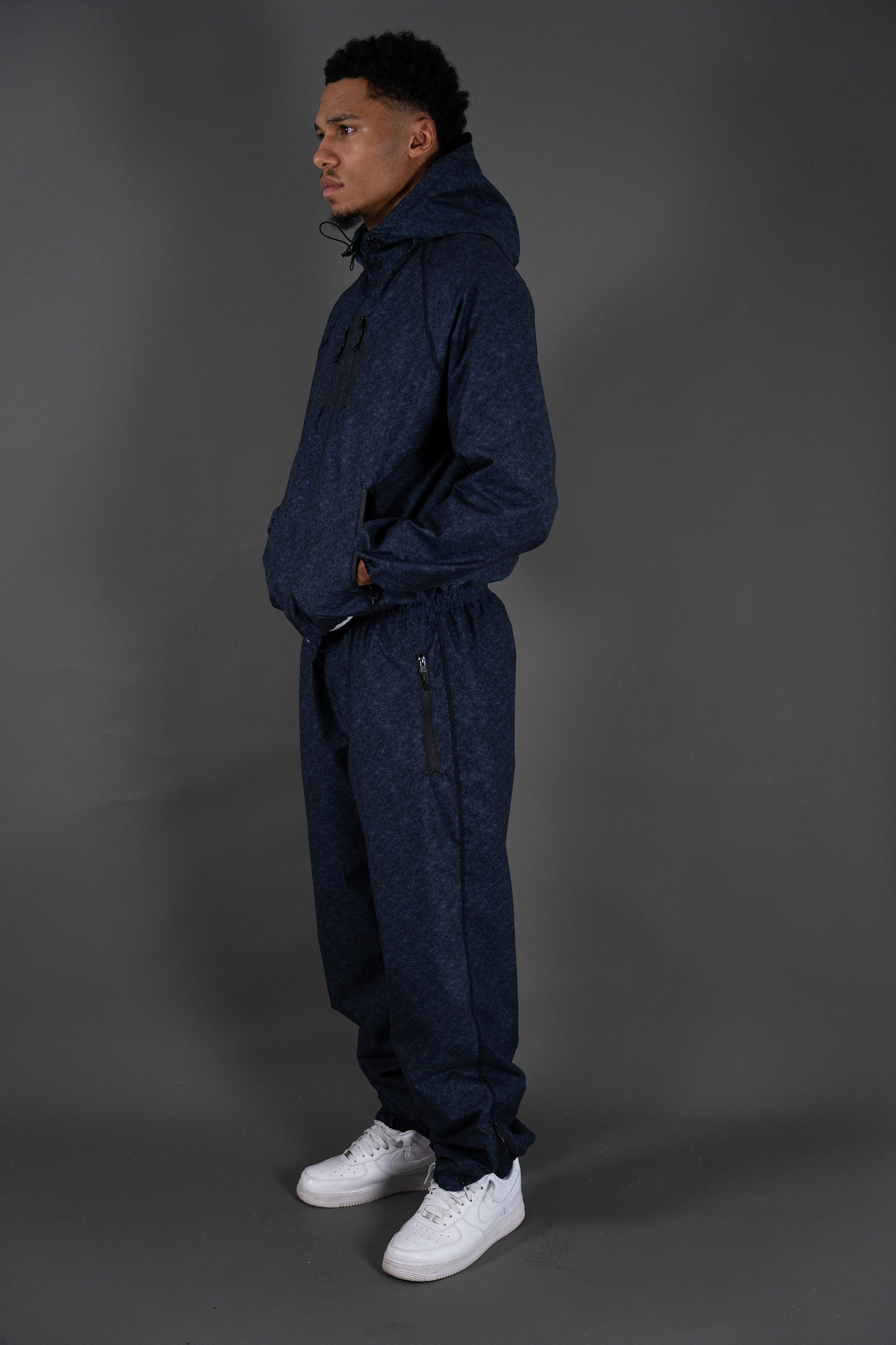Velours-Tech Navy Windbreaker Jacket