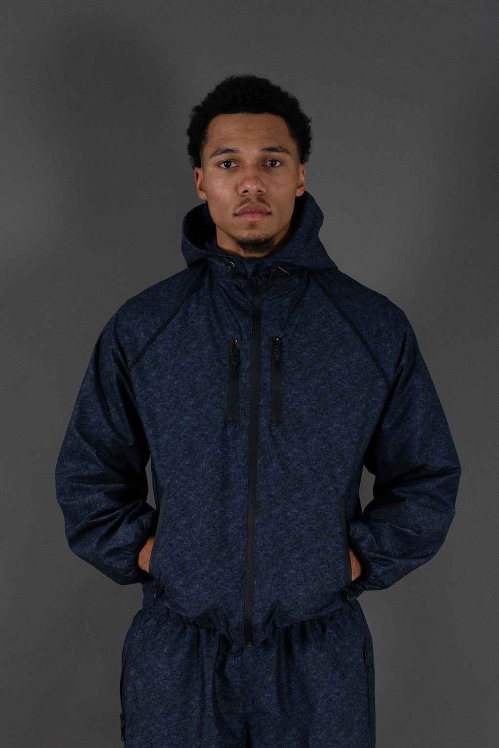 Velours-Tech Navy Windbreaker Jacket