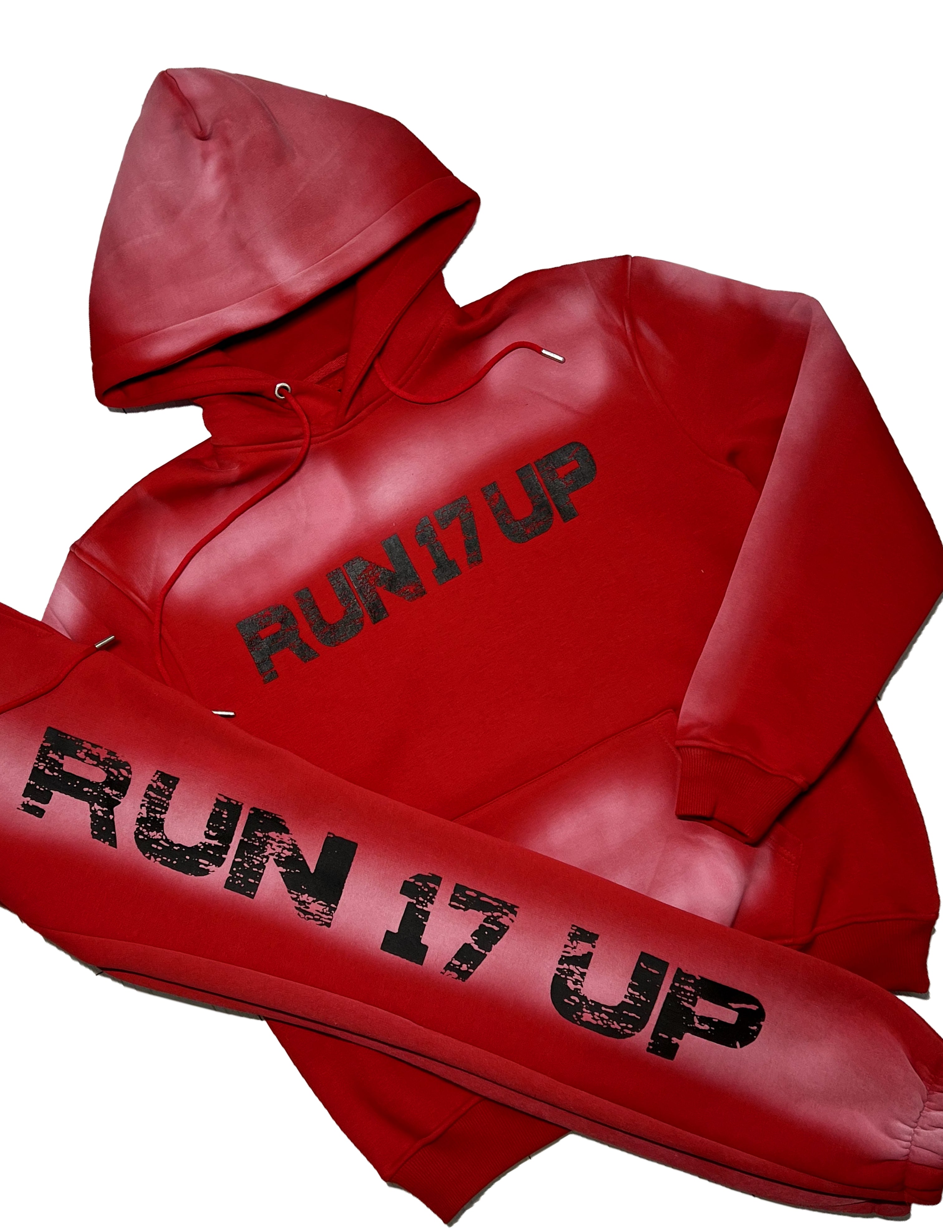 Run 17 Up Red Spray Print Hoodie