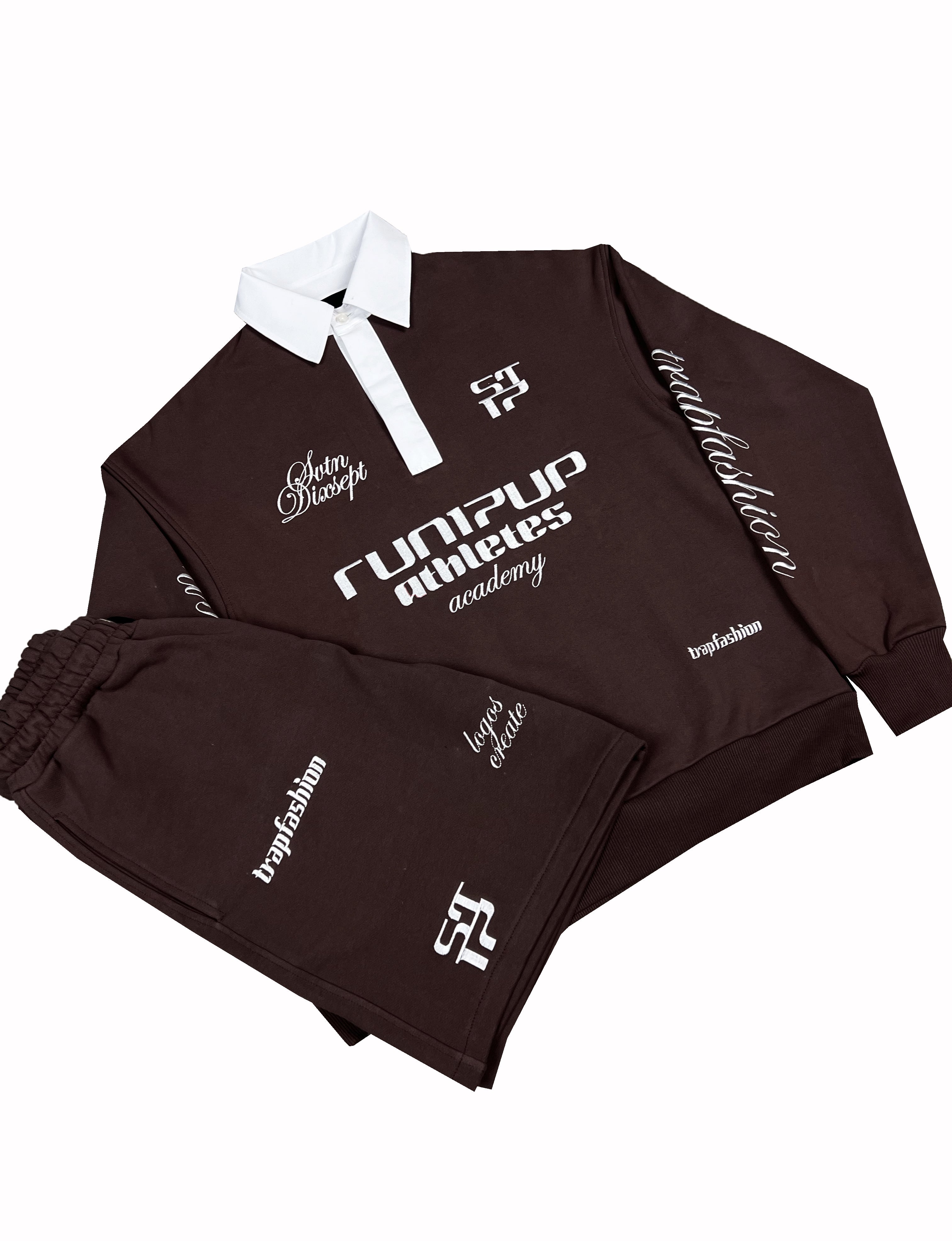Run17up Athletes Brown Polo Sweater