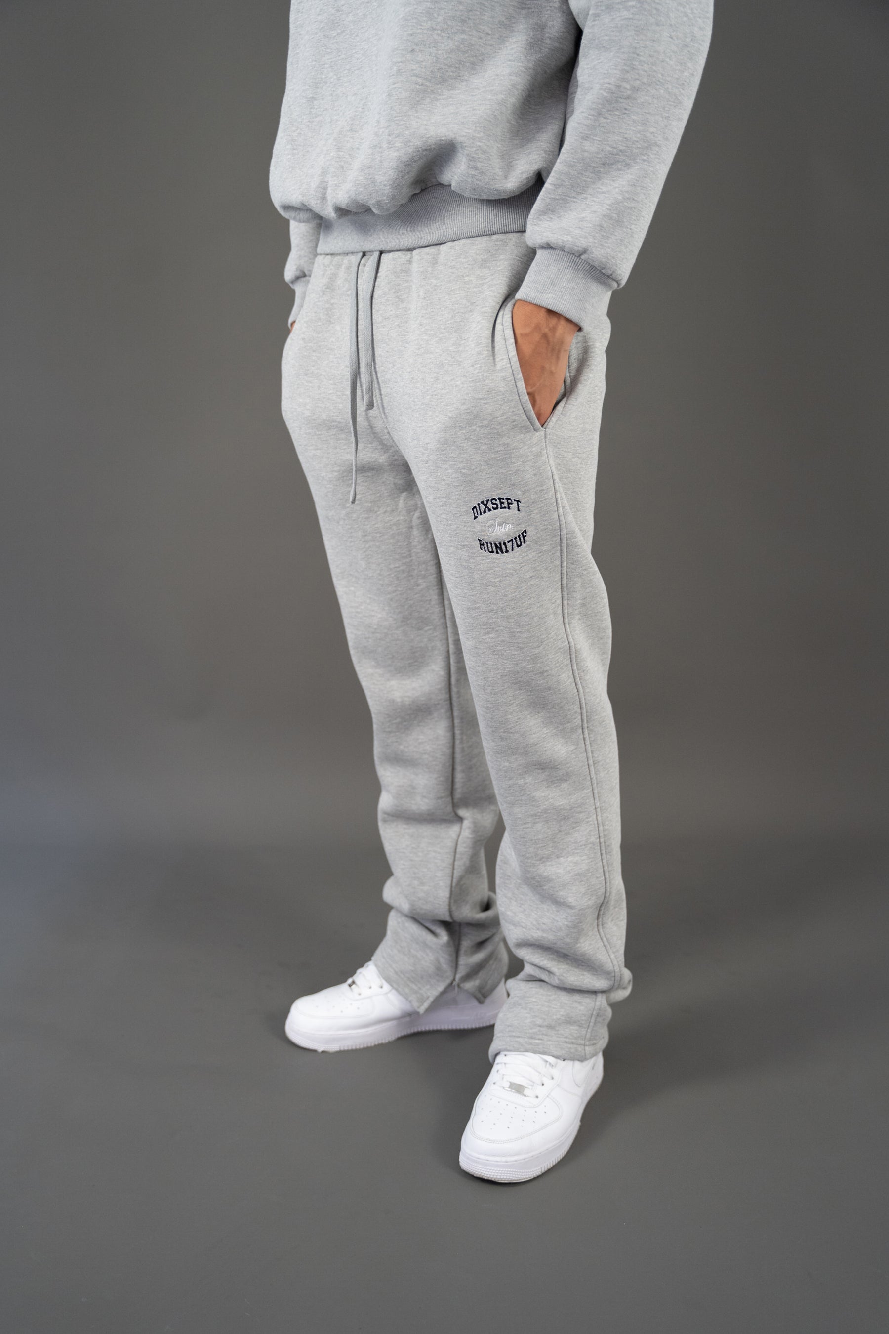 Dixsept Svtn Grey Melange Straight Fit Pants