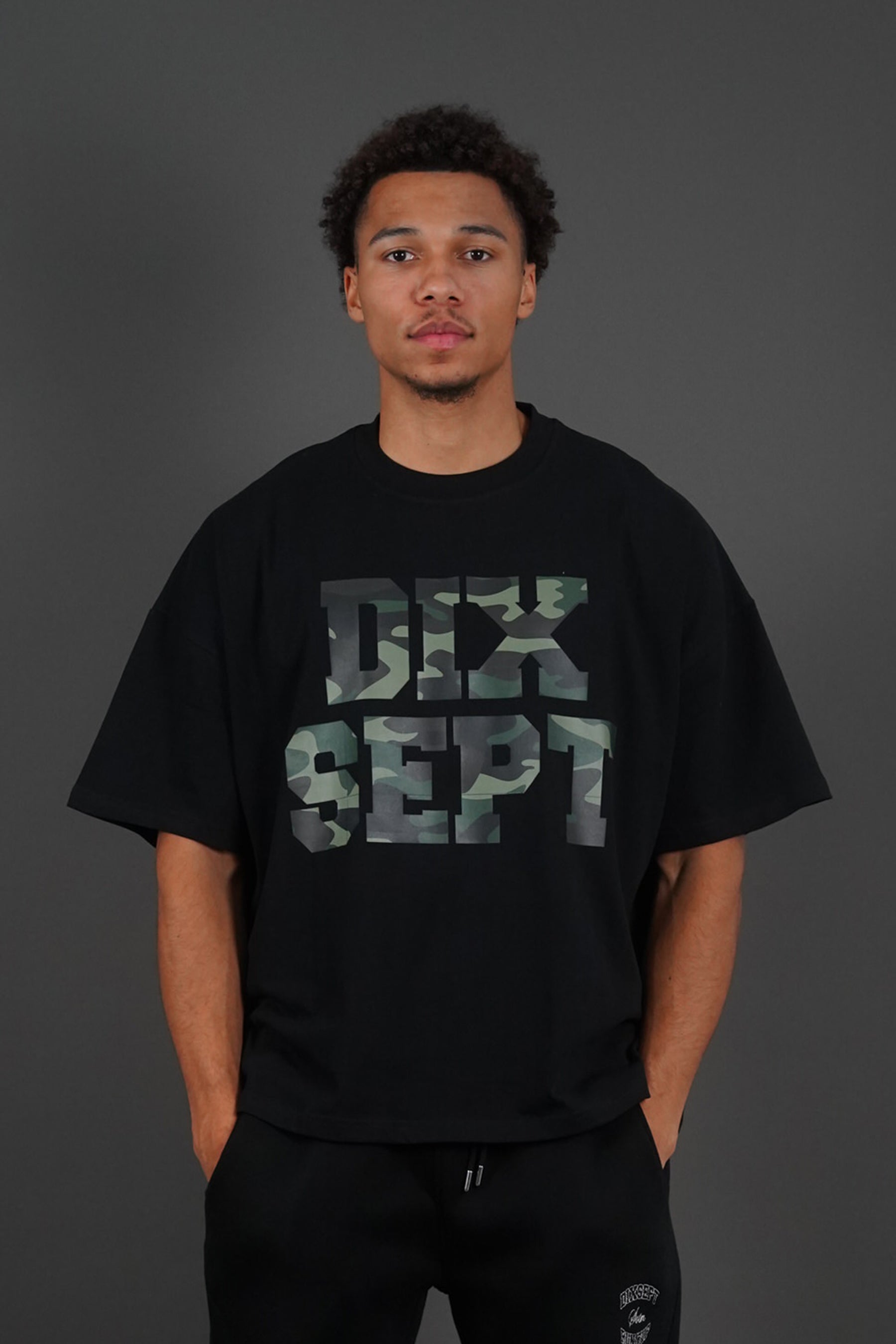 Black Military Logo Boxy Fit T-Shirt