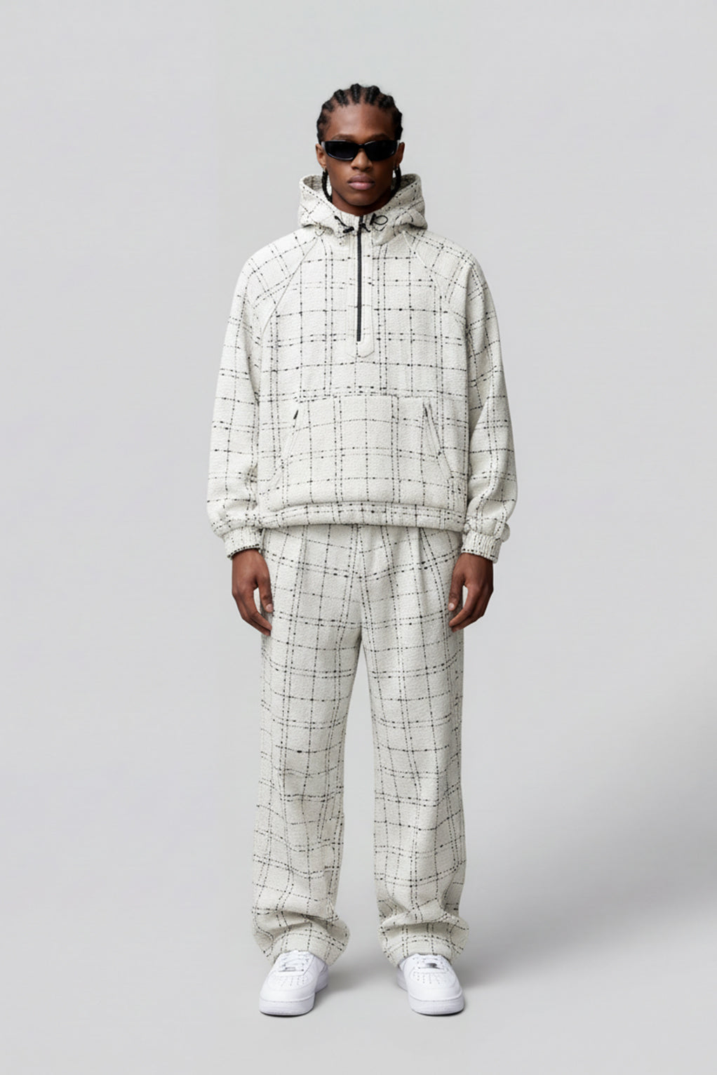 Seventeen Boucle Tweed Hoodie in White – SEVENTEENTHEBRAND